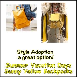 Yellow Leather Handbag Backpack